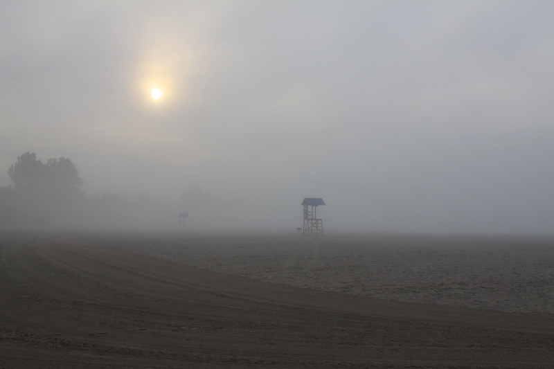 朝雾把公园渲染的很美，但却不适合比赛